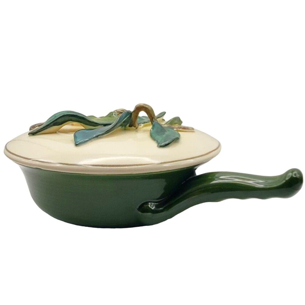 Red Wing Pottery Covered Casserole & Lid Normandy Serving Dish Forest Green MCM